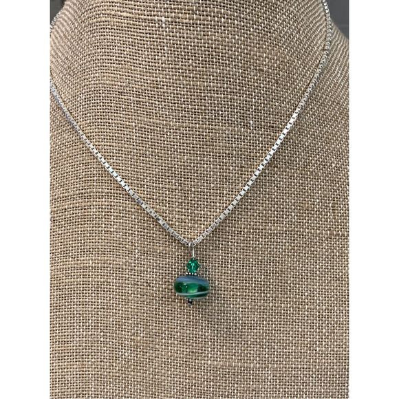 .925 Sterling Silver Necklace with Lampwork Bead #italy #handmade